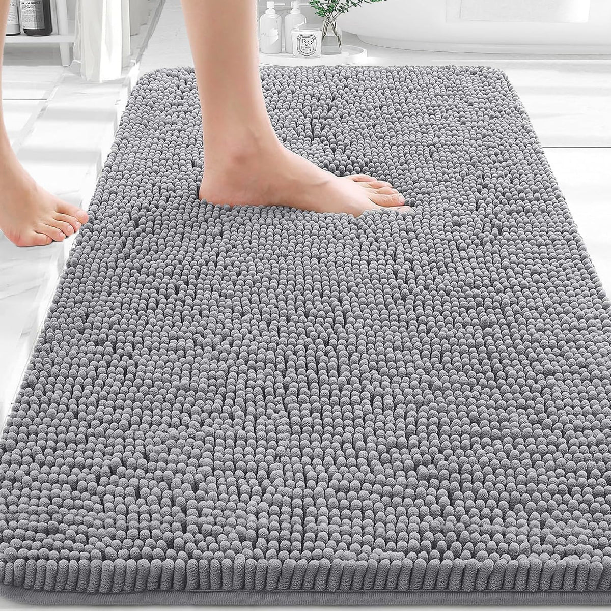 Alfombras de Baño 30x20, Alfombras de Baño Extra Suaves y Absorbentes de Chenilla, Parte Posterior de Goma de Secado Rápido, Alfombras de Baño Lavables a Máquina para Piso de Baño, Tina y Ducha