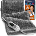 Geniani - Almohadilla térmica eléctrica para alivio del dolor de espalda y calambres, apagado automático, almohadilla térmica suave para terapia húmeda y seca (extragrande 12 x 24 pulgadas, gris