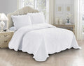 EDREDON Y FUNDAS PARA ALMOHADA. Fancy Linen Set de Cobertor 3 Piezas Texturizado | Sobrecama Extragrande con Patrón Floral de Margaritas | King/Cal King | Blanco