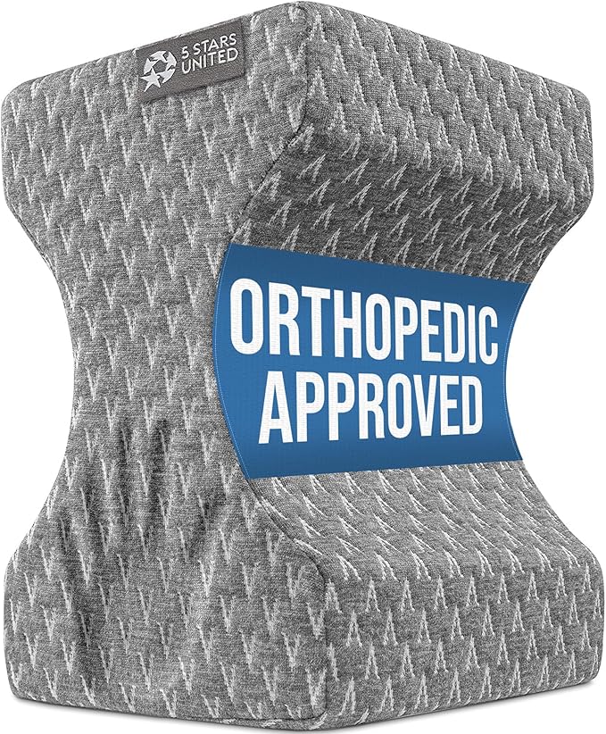 5 STARS UNITED Almohada de rodilla para personas que duermen de lado, alivio del dolor de cadera, cojín de espuma viscoelástica para dormir de lado, almohada entre piernas para ciática y dolor de espalda
