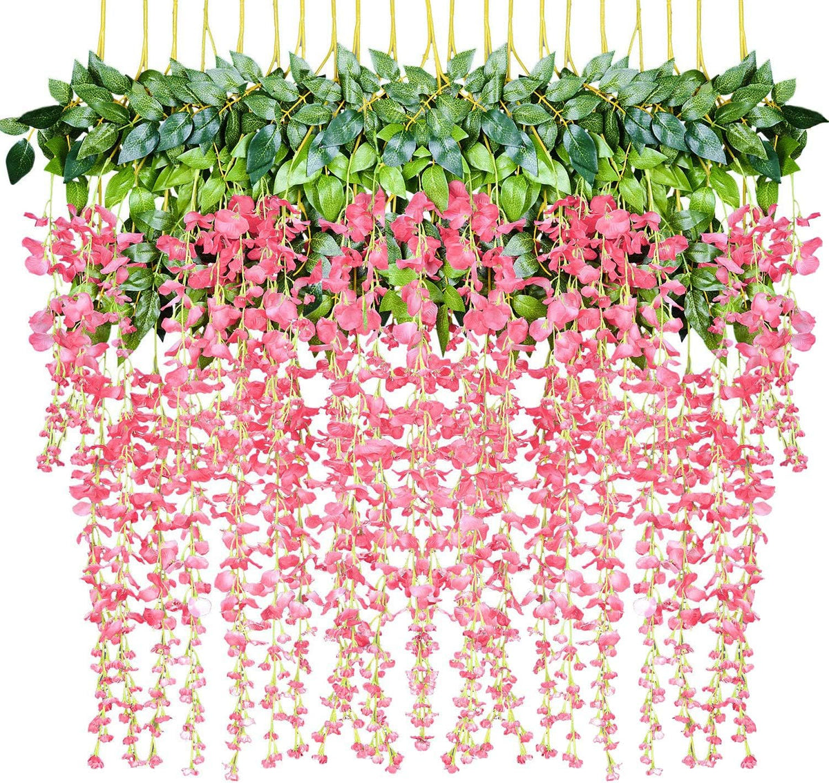 Pack 12 Guirnaldas de Glicinia Artificial Rosa 3.6 Pies Flores de Seda Colgantes para Bodas Fiestas y Decoracion del Hogar