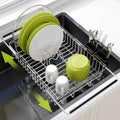 JASIWAY Dish Drying Rack in Sink, Expandable Stainless Steel Dish Drainer for Kitchen Sink, Dish Strainer Rack, Retractable Over Sink Dish Rack with Utensil Holder, 13.4''~16.9''D x 11.8''W, Silver