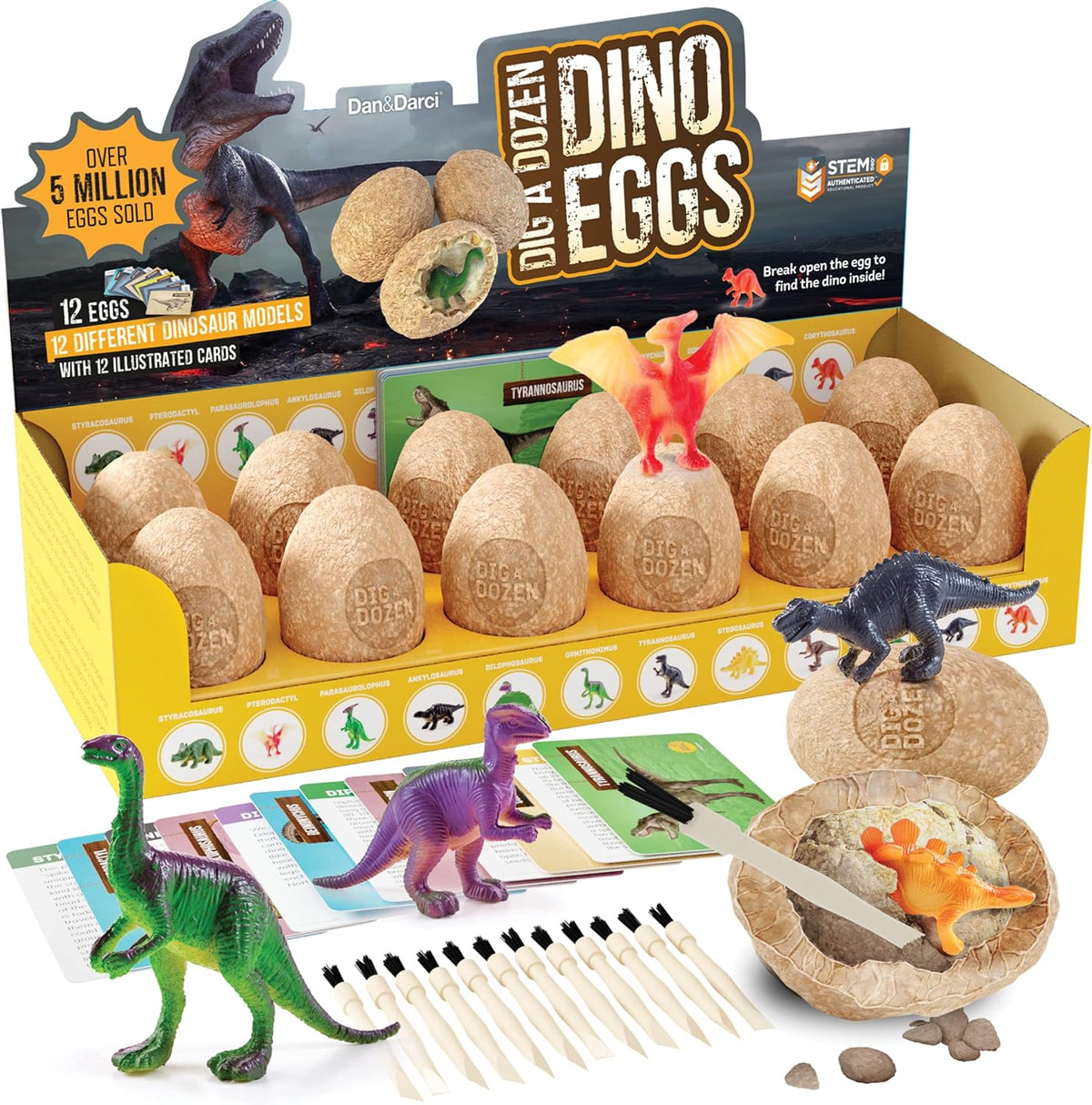 Kit Huevos de Dinosaurio para Excavar – Sorpresa STEM, para Niños y Niñas de 3 a 12 Años