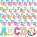 Set 104 Parches de Letras Chenille Autoadhesivas y Planchables Jutom – Blanco, Rosa, Morado y Azul para Ropa y Accesorios