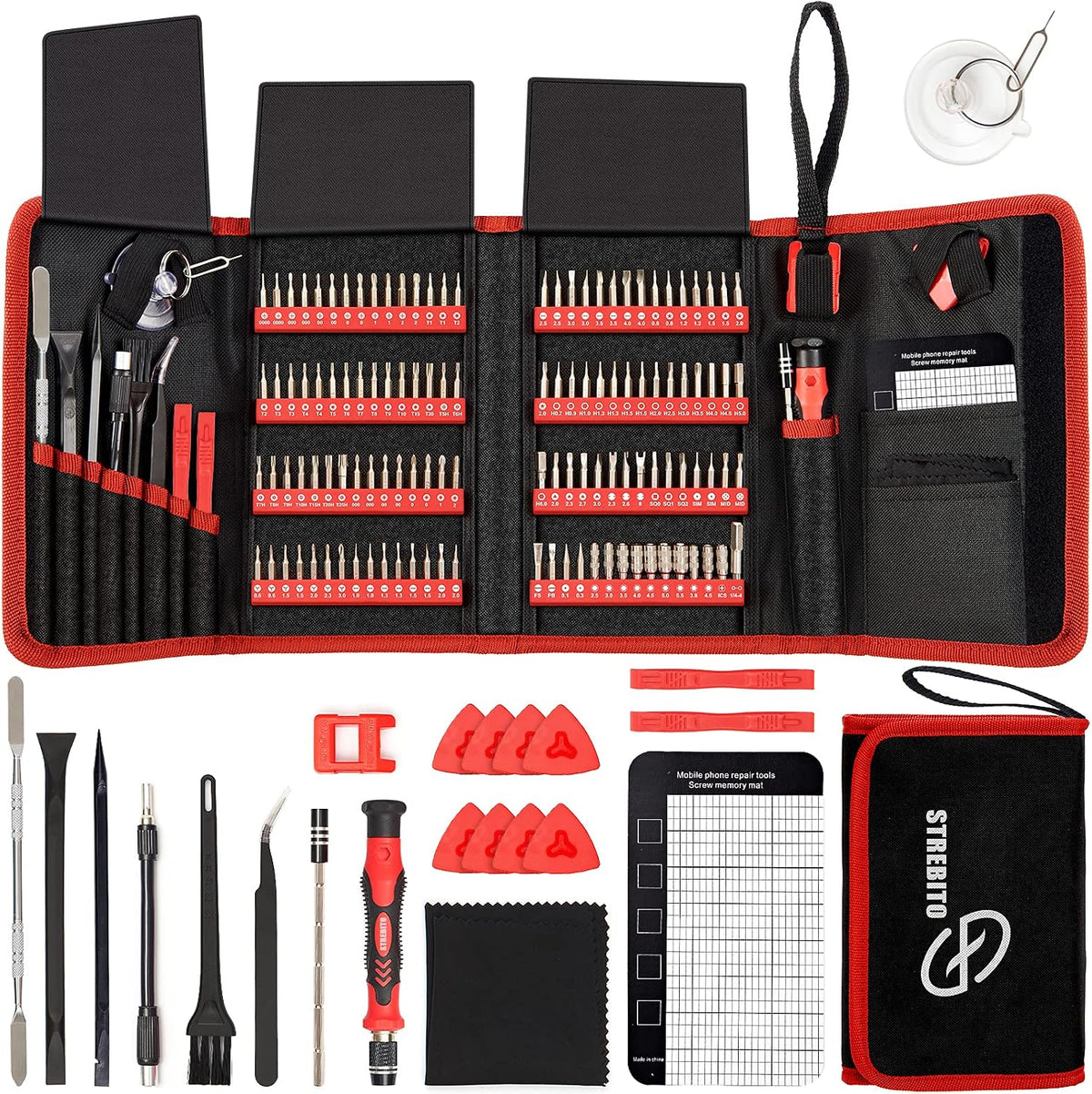 Juego de destornilladores STREBITO de 142 piezas, destornillador de precisión para electrónica con 120 puntas, kit de herramientas magnéticas para reparación de iPhone, MacBook, ordenador, portátil, tableta, PS4, Xbox, Nintendo, gafas y joyería.