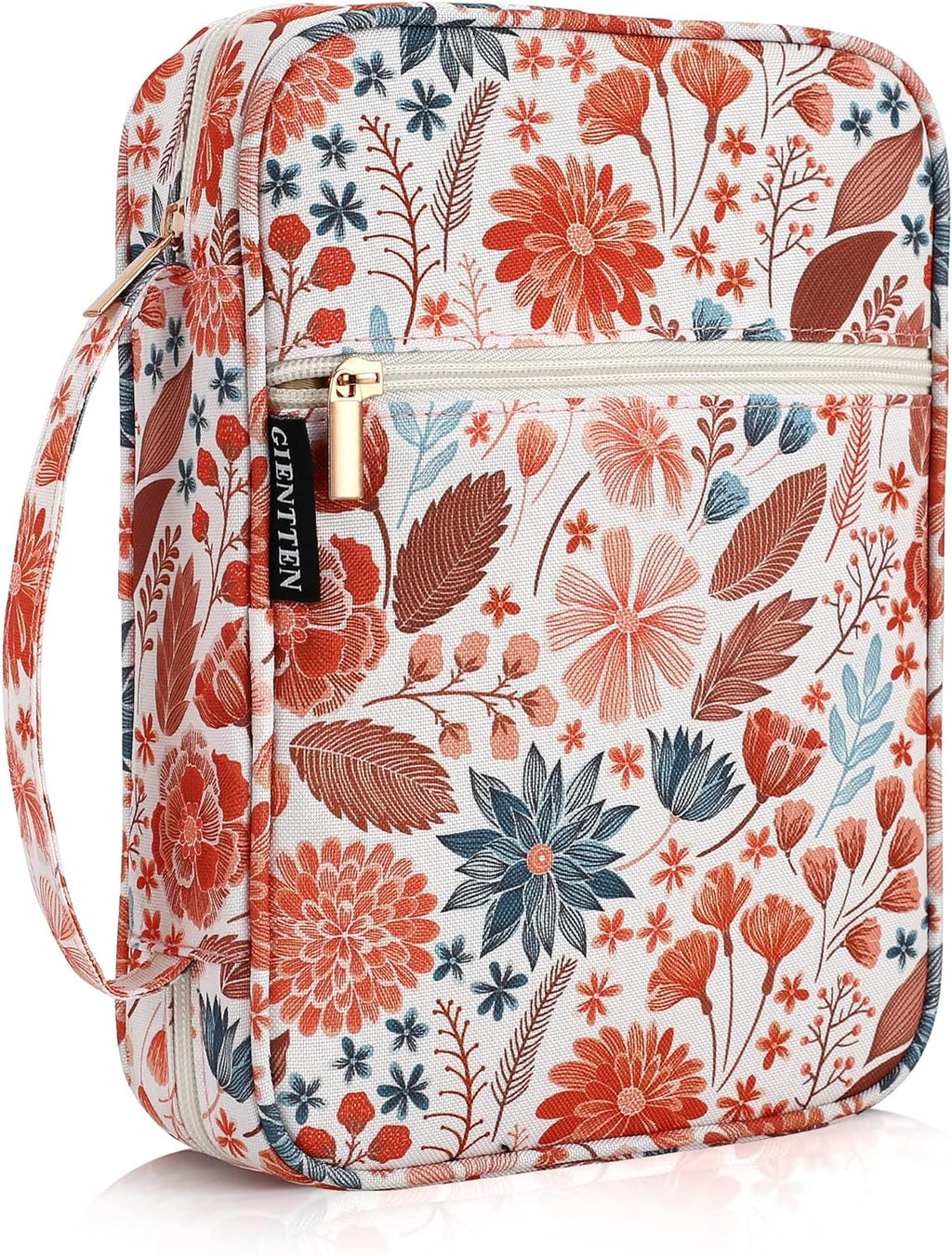 Funda para Biblia Gientten para mujer con estampado floral, estuche para libros bíblicos con asa resistente, estuche acolchado para accesorios de estudio bíblico para niñas