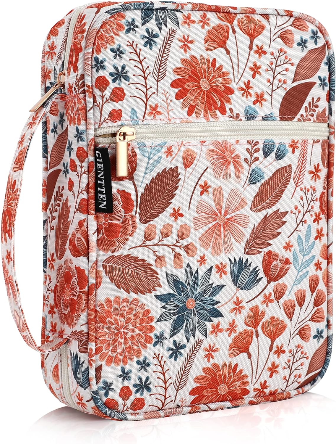 Funda para Biblia Gientten para mujer con estampado floral, estuche para libros bíblicos con asa resistente, estuche acolchado para accesorios de estudio bíblico para niñas