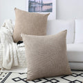 Kevin Textile Fundas de Cojin con Estrellas | Lino Sintetico Ultra Suave | Fundas Decorativas para Dormitorio, Sofa y Auto | Pack de 2, 24x24 Pulgadas, Lino Natural