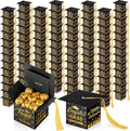 Crtiin 100 Cajas de Dulces de Graduación con Borla Recuerdos de Fiesta de Graduación 2025 Regalos Decoraciones Caja de Dulces con Gorro de Graduación para Galletas y Chocolates (Negro y Dorado)