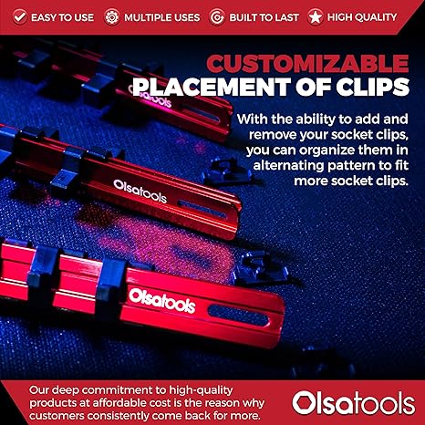Organizador de Dados Olsa Tools | Aluminio Anodizado | 1/4", 3/8", 1/2" | Pack 2 Rieles