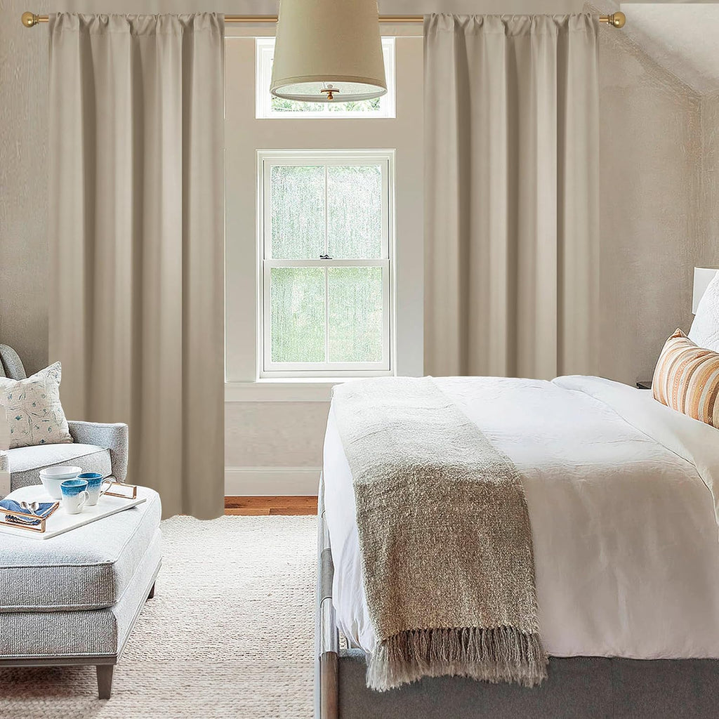 Diraysid Cortinas opacas beige para dormitorio y sala de estar, cortinas con aislamiento térmico para oscurecer la habitación
