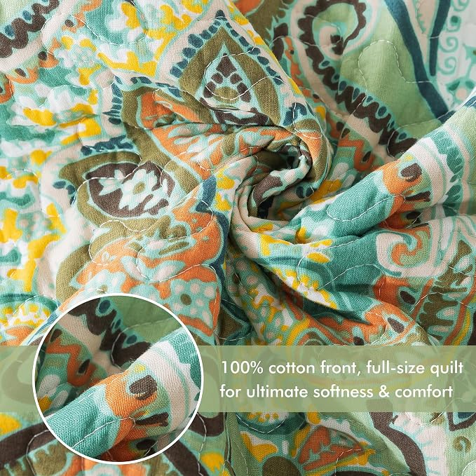 Etwel Juego de colcha de tamaño queen, colcha de algodón ligera, edredón de gran tamaño color verde corona para toda la temporada, edredón reversible suave con 2 fundas de almohada