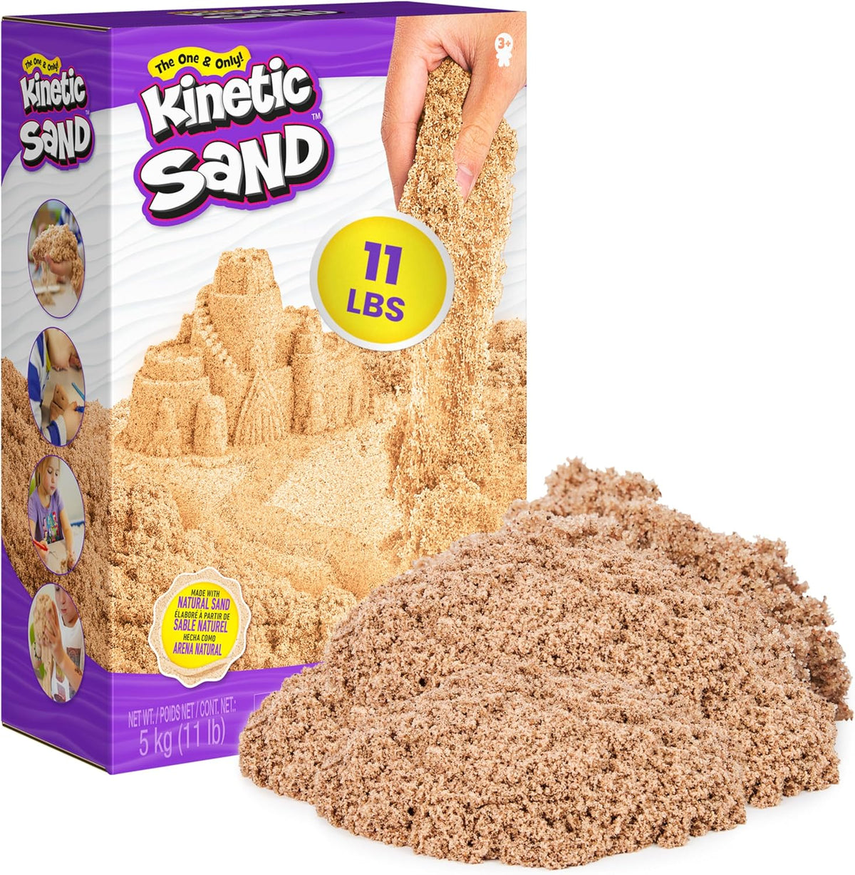 Arena Cinética Kinetic Sand 5kg Marrón Natural – Juego Sensorial Moldeable para Niños Mayores de 3 Años