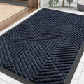 Tapete Entrada Puerta Frontal Smiry Exterior, Tapete Goma Natural Resistente Servicio Pesado Robusto, Atrapa Suciedad y Humedad, Fácil Limpieza Tapetes Perfil Bajo para Entrada Interior Exterior, Triángulo Irregular (75x43 cm, Azul Marino)