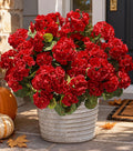 Geranios artificiales, flores falsas para decoración de exteriores, 6 manojos de geranios de seda, flores rojas, resistentes a los rayos UV, aspecto real, plantas artificiales para la puerta principal, jardín, porche, maceta, patio, balcón
