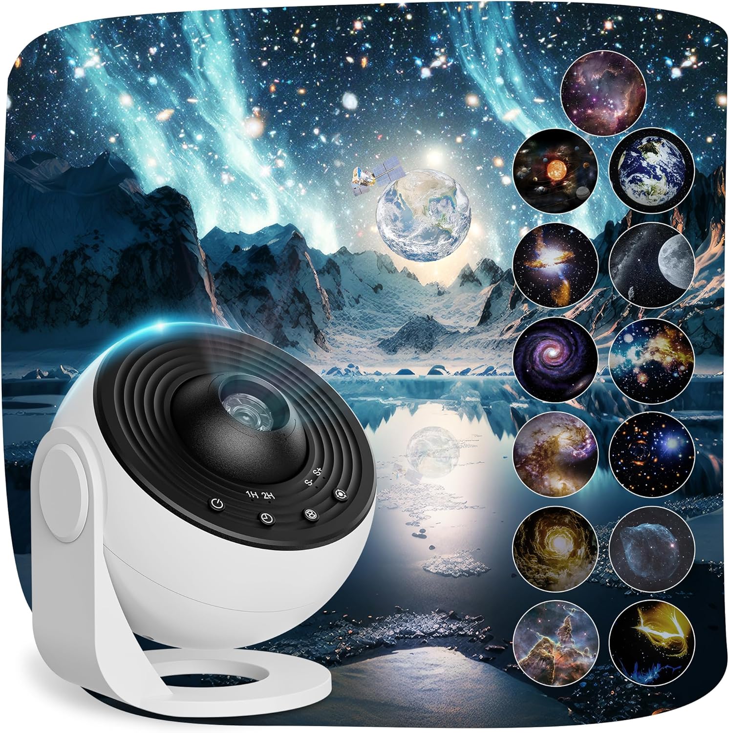 Planetarium Projector Pro 2025 – Proyector de Estrellas 13 en 1, Rotación 360°, Temporizador, Luz Nocturna HD para Habitación – Blanco