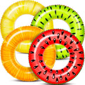 Paquete de 4 flotadores inflables para piscina Sloosh, anillos para piscina, tubos de natación, juguetes para la playa, juguetes para fiestas acuáticas para niños y adultos.