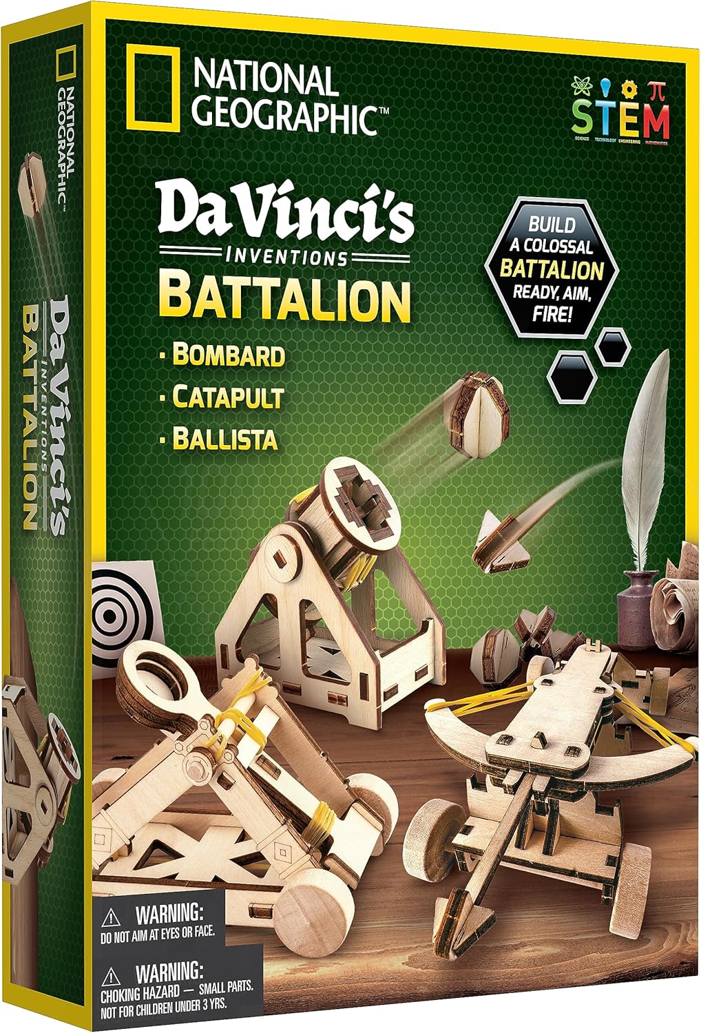 NATIONAL GEOGRAPHIC Da Vinci Model Kit - Catapult Kit for Kids, 3D Puzzle Building Toy for Boys and Girls, Wood Building Kit for Kids, A Great STEM Project, Engineering Model Kit ( Exclusive)