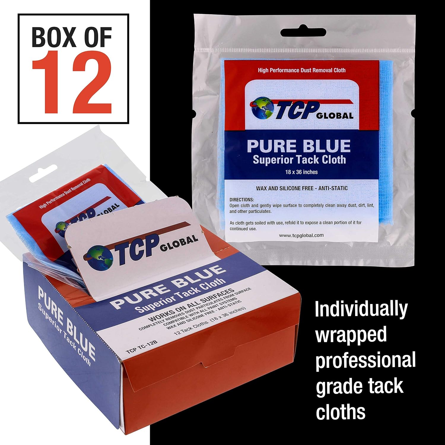 TCP Global Pure Blue – Paño de Adherencia para Automotriz y Carpintería | Lote 3 Paquetes