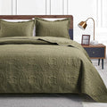 Love's cabin - Juego de ropa de cama de tamaño California King, color verde, colcha ligera de verano con patrón de moneda, para todas las estaciones, 3 piezas (1 edredón, 2 fundas de almohada)