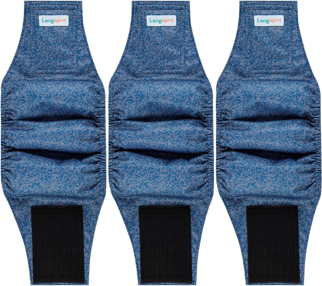 Bandas Abdominales Langsprit para Perros Macho (Pack de 3) | Pañales Lavables y Reutilizables de Alta Absorción | Diseño Jeans, Talla XXL