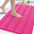 Alfombras de baño Grandaily de chenilla a rayas de 30x20, extra gruesas y absorbentes, antideslizantes, suaves y mullidas, aptas para lavadora y secadora, alfombras de baño (tamaño mediano, rosa intenso).