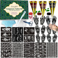Kit de Tatuajes Temporales 191 Piezas | 6 Conos de Tinta + Lapiz de Contorno | Set de Arte Corporal DIY Resistente al Agua