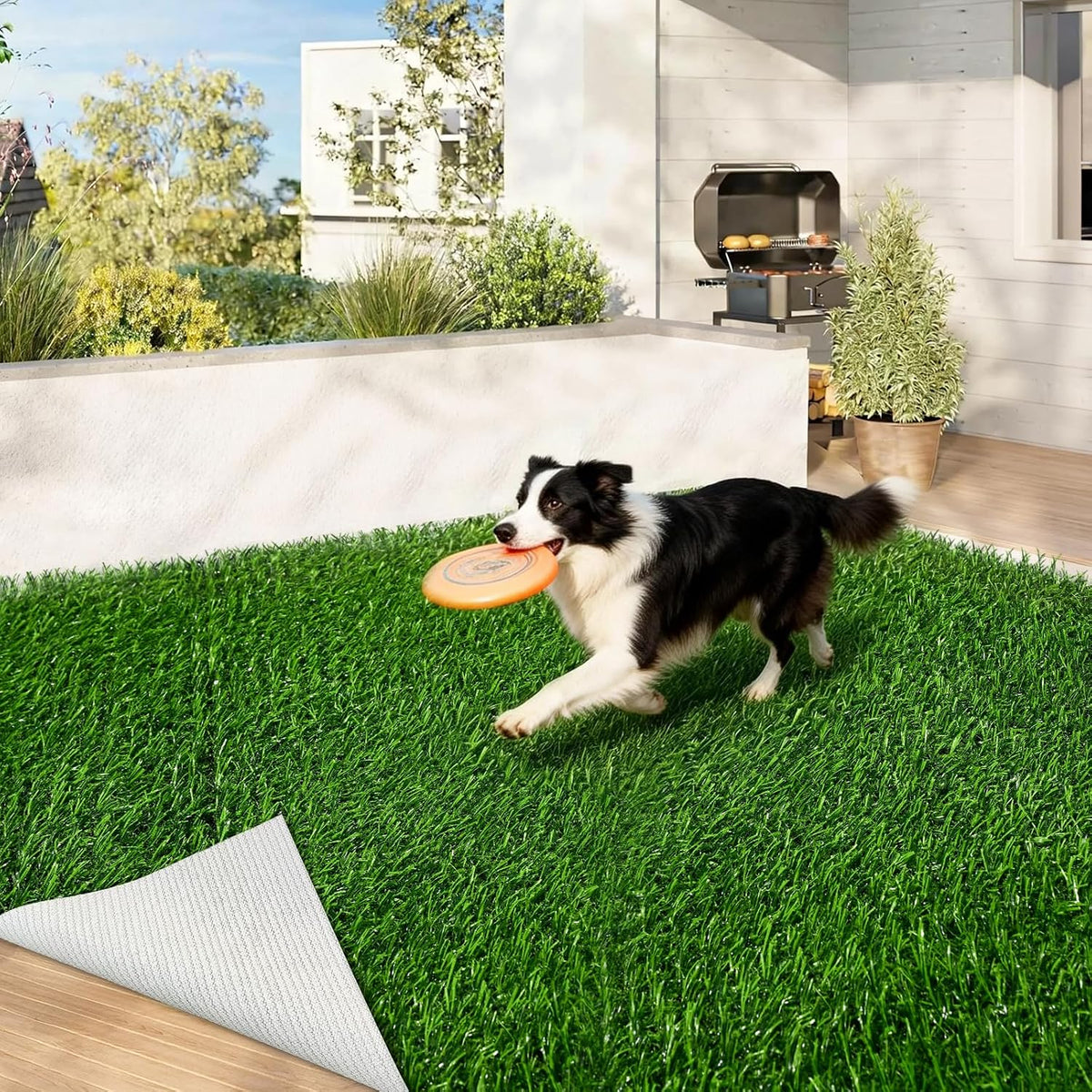 Alfombra de césped artificial KILCLER para interiores y exteriores, 122 cm x 183 cm, suave y duradera, de alta densidad y aspecto realista. Apta para mascotas. Perfecta para patios, jardines, balcones y como telón de fondo para sesiones de fotos de bodas.