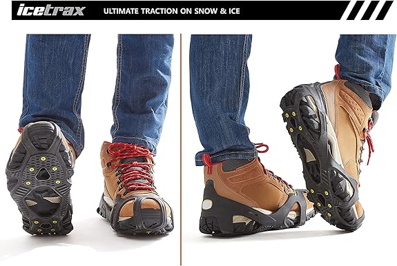 Crampones ICETRAX V3 de Tungsteno, Tacos de Hielo para Zapatos y Botas - Agarres de Hielo para Nieve y Hielo, Agarres Antideslizantes para Zapatos con Talón Reflectante