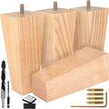 Airy Abode Patas de Muebles Cuadradas de Madera de Fresno Premium | Kit de Instalacion Completo, Elige Tamano y Color