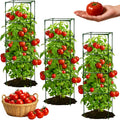 Paquete de 3 jaulas cuadradas para tomates para jardín, enrejado de metal resistente de 150 cm de altura para plantas de tomate, estacas grandes ajustables para tomates para macetas de exterior, plantas trepadoras, verduras, pepinos.
