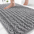 Yimobra Alfombra de Bano Antideslizante Lavable | Ultra Suave de Chenilla Absorbente | Secado Rapido para Tina y Ducha | Gris | 24x17 Pulgadas