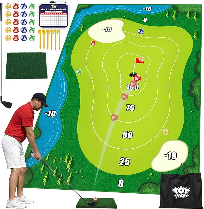 TOY Life Chipping - Tapetes de práctica de golf, juego de golf, tapete de entrenamiento para interiores y exteriores, para adultos, familia, niños, equipo de juego al aire libre