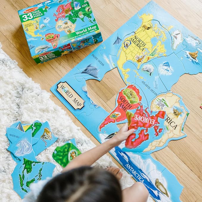 Puzzle de Piso Mapa del Mundo Melissa & Doug 10446 – 33 Piezas para Niños