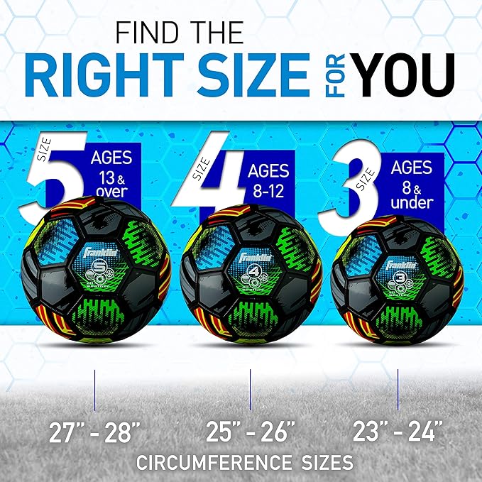 Franklin Sports Visita la tienda de Franklin Sports Franklin Sports - Pelotas de fútbol Mystic - Juegos de pelota de fútbol y bomba de aire - Pelotas de fútbol de múltiples tamaños - Cubierta suave - Perfectas para niños y adultos