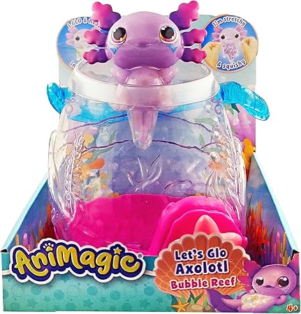 Animagic: Let's Glo Axolotl Bubble Reef | Portable Magic Bubble Aquarium | Also Includes 1 Let's Glo Axolotl | Interactive Electronic Pets | For Kids Aged 4+
