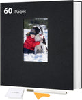 Álbum de fotos autoadhesivo grande Remowith con cubierta de lino transparente, 60 páginas para fotos de 4x6, 5x7 y 8x10 pulgadas, libro de recuerdos para la familia, bebés y bodas, negro, 11x10.6 pulgadas.