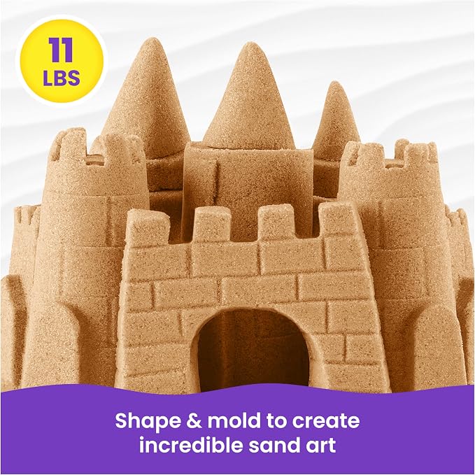 Kinetic Sand, Arena de juego marrón natural de 11 libras (11.0 lbs), mega caja para artes y manualidades, caja de arena