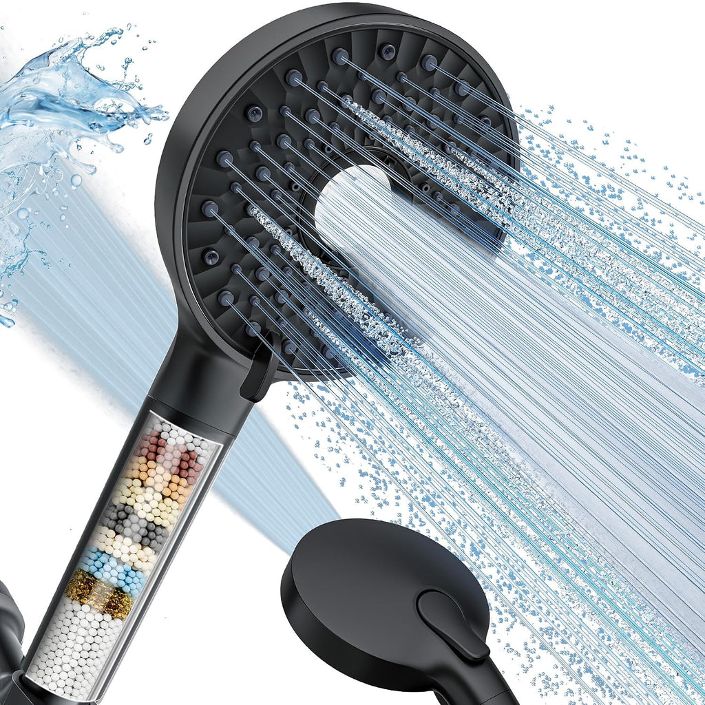 Ducha con Mano Magichome Alta Presión – 10 Modos de Rociado, Manguera de Acero Inoxidable, Color Negro