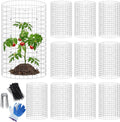 winemana Juego de 12 Jaulas protectoras para plantas de jardín, 36 piezas de 16x12 pulgadas Protectores de alambre de metal para jaulas de protección de plantas con estacas y bridas de nailon Barrera para animales para mantener conejos y gallinas alejados