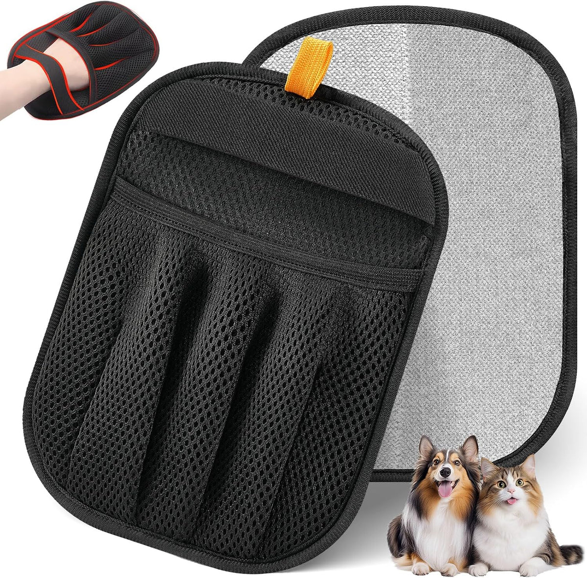 Guante Remoción Pelo Mascotas Salhap para Gatos y Perros, Guante Pelo Mascota Electroestático Cinco Dedos Mejorado, Herramienta Cepillo Mágico Reutilizable para Ropa, Sofá, Alfombra, Asiento Carro