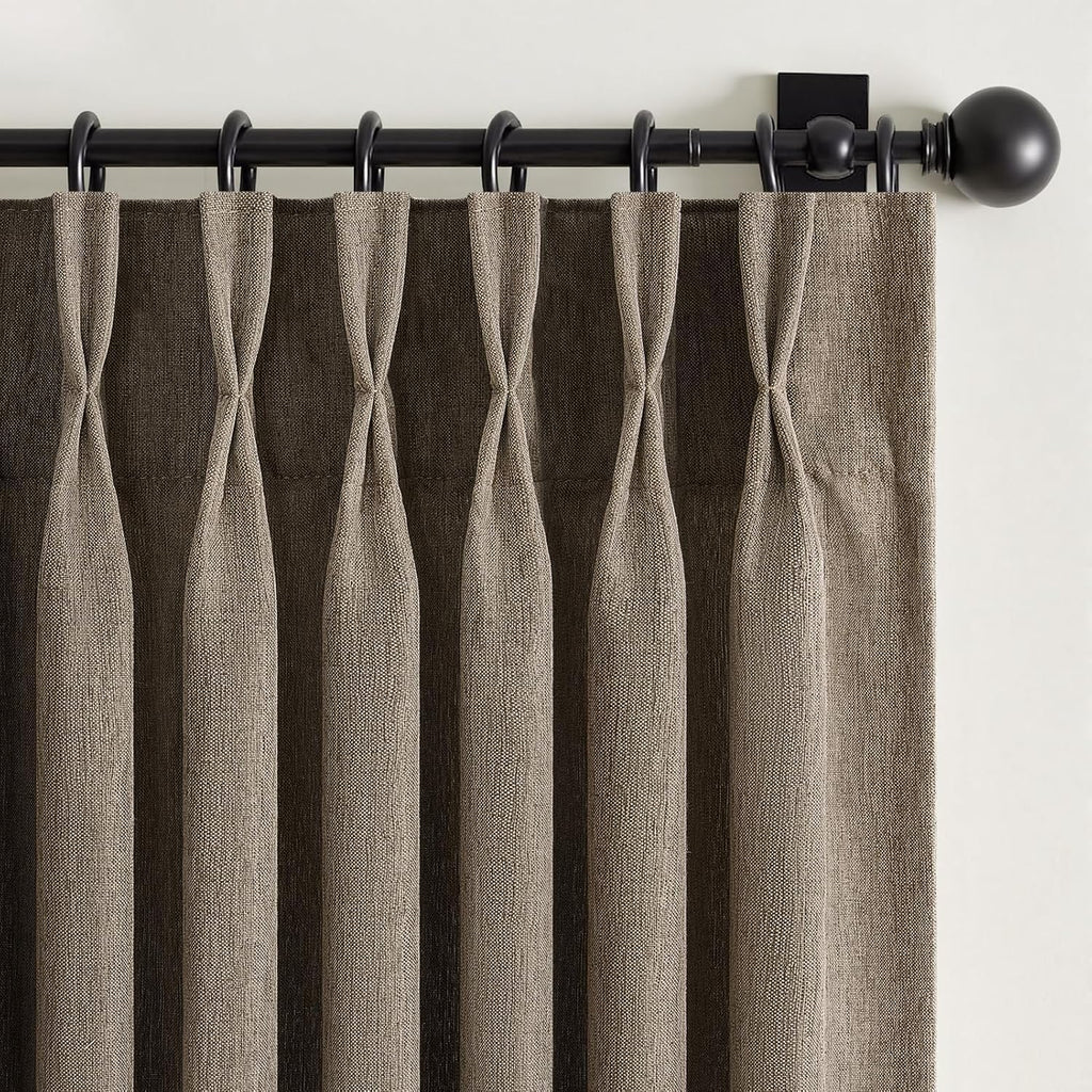 2 paneles de cortinas plisadas de lino color BEIGE
