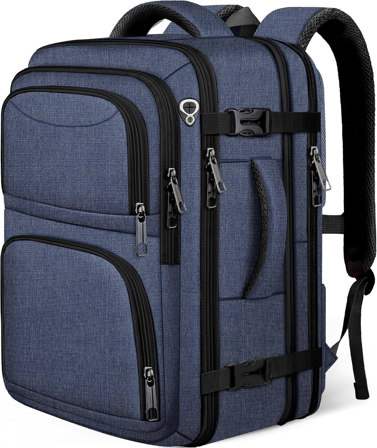 Mochila de viaje Fxcelets para hombre, mochila de equipaje de mano expandible, bolsa para portátil de 17,3 pulgadas aprobada por la TSA para vuelos, bolsa de equipaje de negocios ligera, regalos de viaje para hombres y mujeres, azul