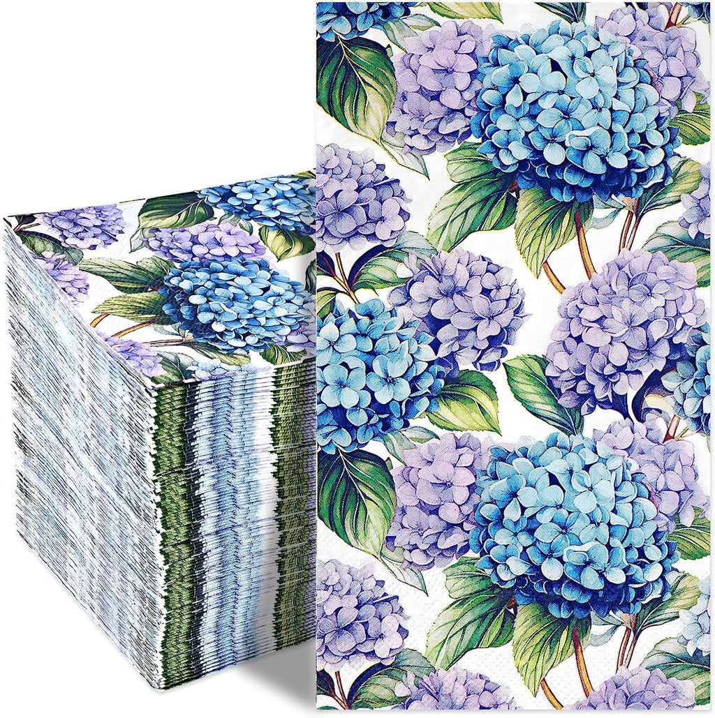 Homlouue 100 Servilletas Florales de Hortensia | 3 Capas Desechables para Bano | Servilletas de Papel para Bodas, Baby Shower y Fiestas de Primavera