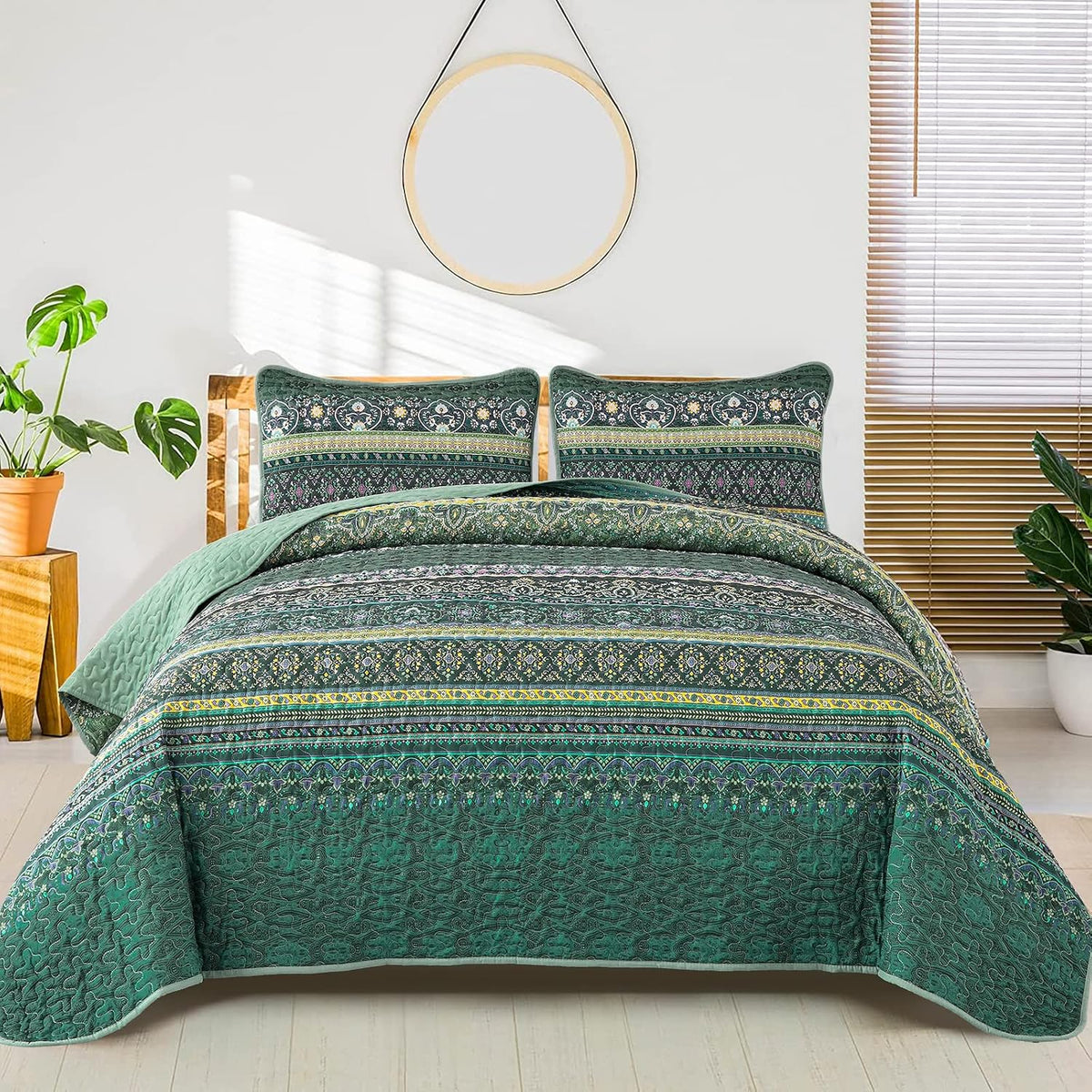 WONGS BEDDING Colcha, 220 x 240 cm, Manta para cama, Manta estilo boho, Edredón
