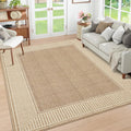 USADO-Alfombra GarveeHome con Borde 4x6 Lavable | Diseño Moderno de Rayas para Sala | Antideslizante de Bajo Pelo para Comedor, Entrada y Cocina | Caqui