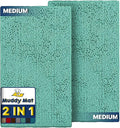 Muddy Mat® Tapete de Puerta de Microfibra Altamente Absorbente de 2 Piezas, color verde espuma de mar, tamaño mediano, 30 x 19 pulgadas, COMO-SE-VE-EN-TV, tapete de puerta, tapete de baño y alfombra