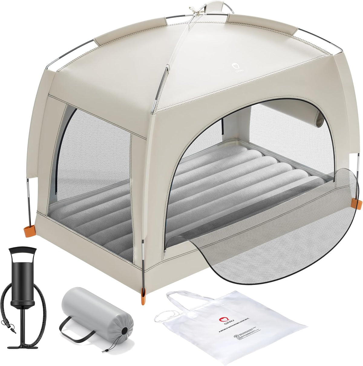 Colchón inflable ligero QPAU para niños con bomba manual – Portátil para interiores y exteriores, ideal para acampar, viajar, el hogar o para regalar a la abuela – Para mayores de 3 años