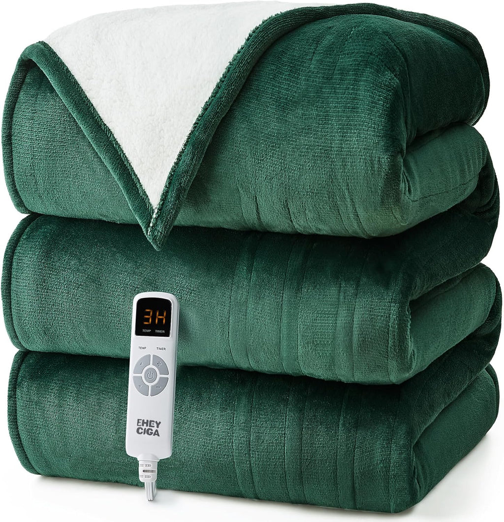 Cobija Electrica EHEYCIGA Talla Twin – 9 Niveles de Calor, Apagado Automatico de 10 Horas, Sherpa y Polar Reversible, Lavable, 157 x 213 cm