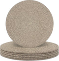 Manteles Individuales Redondos Set de 6 | Tejidos de Cuerda de Algodon | Salvamanteles para Cocina | Antideslizantes y Resistentes al Calor | 13 pulgadas | Trenzados para Decoracion de Granja | Cafe